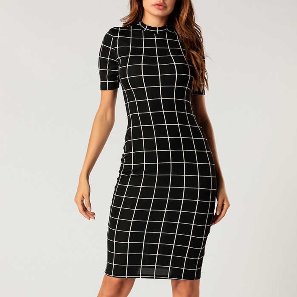 Cocktail gingham midi dress